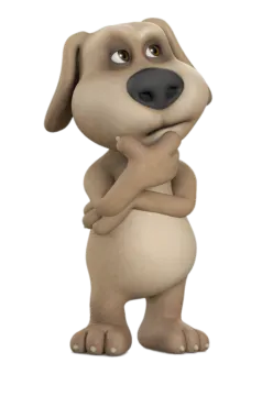 a cartoon dog standing with his arms crossed