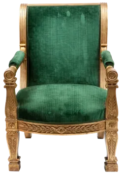 a green velvet upholing chair