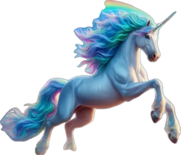a unicorn with blue hair and a rainbow mane