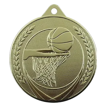 a gold medal with a basketball ball on it