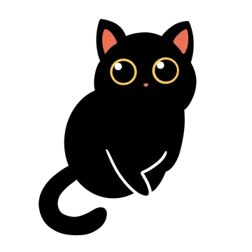 a black cat with yellow eyes sitting down
