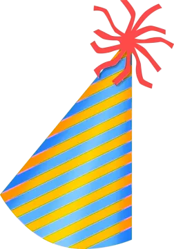 a party hat with a red bow on top