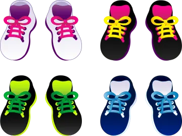 four pairs of shoes with different colors