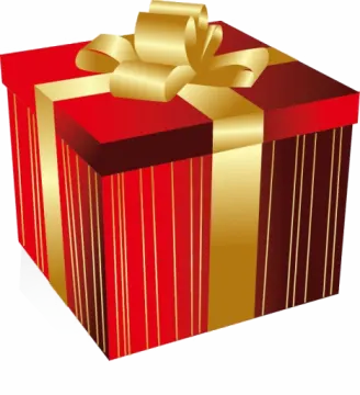a red gift box with gold ribbon and bow