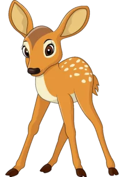 a cartoon deer with brown and white spots