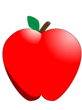 an apple with a leaf on it