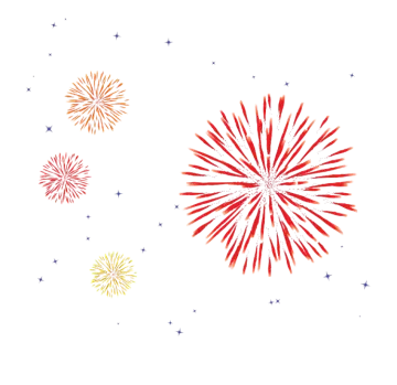 a firework with red, yellow and blue fireworks