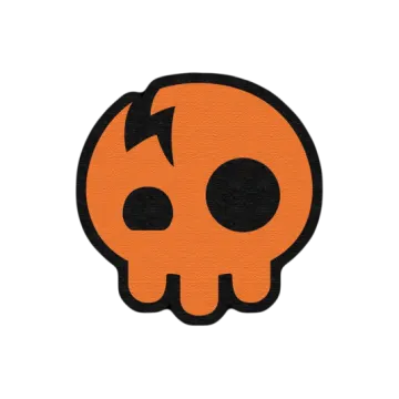 a patch with an orange skull on it