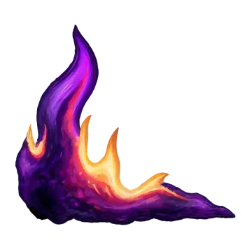 a purple and orange fire on a white background