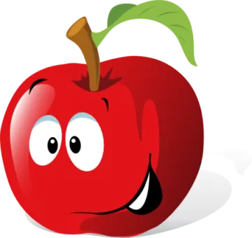 a red apple with a green leaf on top