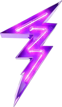 the lightning logo in purple and white