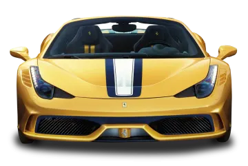 a yellow sports car on a white background
