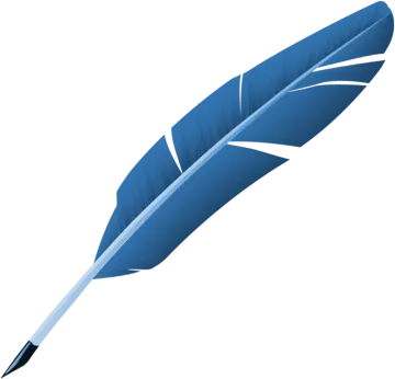 a blue feather with a white background