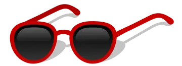 a pair of sunglasses with red frames