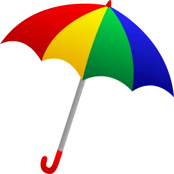 a rainbow colored umbrella on a white background