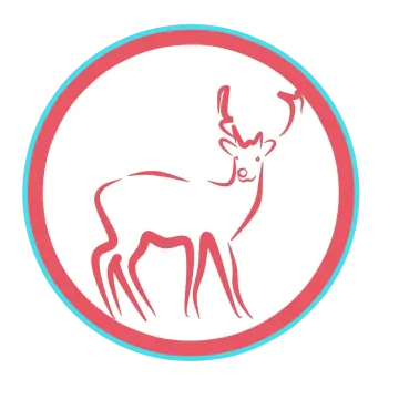 a deer in a circle on a white background