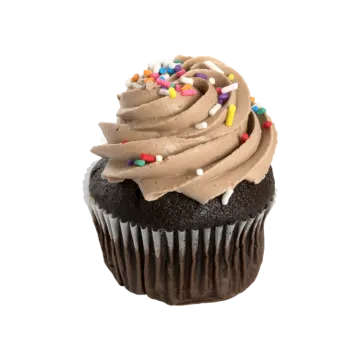 a cupcake with chocolate frosting on top of it