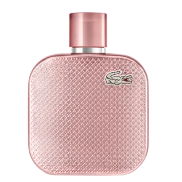 a pink perfume bottle on a white background