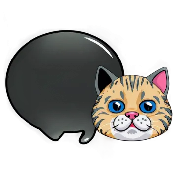 a cat with blue eyes and a speech bubble