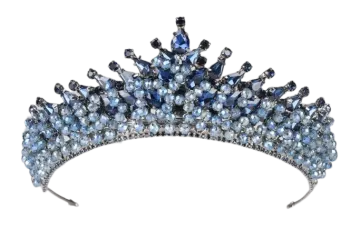 a blue and white tia with crystals