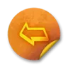an orange button with a yellow arrow on it