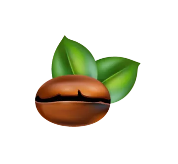 a nut with green leaves on it
