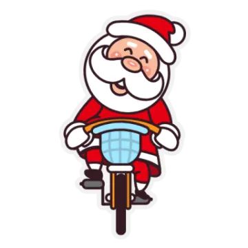 a cartoon santa riding a bike