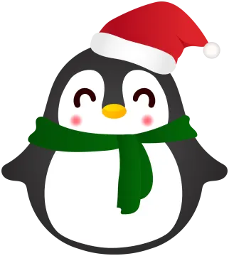 a penguin wearing a santa hat and scarf
