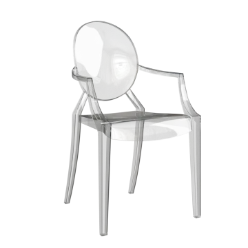 a clear plastic chair on a white background