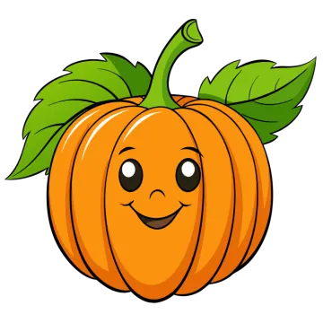 a cartoon pumpkin with a smiling face