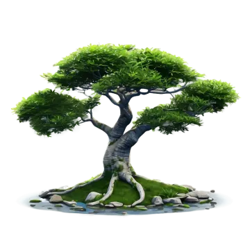 a tree with green leaves growing out of it