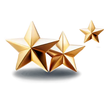 three gold stars on a white background