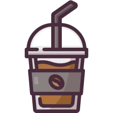 a coffee cup with a straw in it