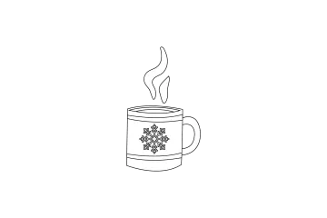 a coffee cup with a snowfl on it