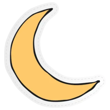 a yellow crescent sticker on a white background