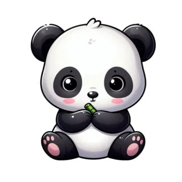 a cartoon panda bear sitting on the ground