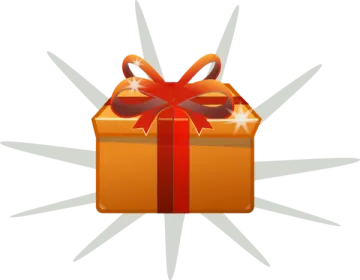 a brown gift box with a red bow
