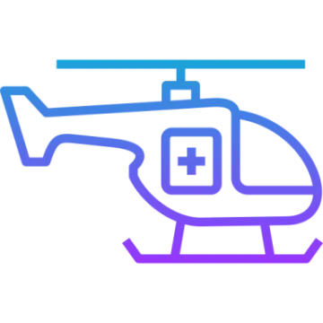 a helicopter with a blue and purple outline