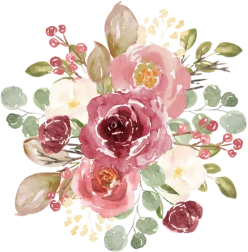 a watercolor painting of flowers and leaves