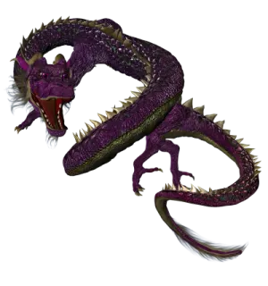 a purple dragon with its mouth open