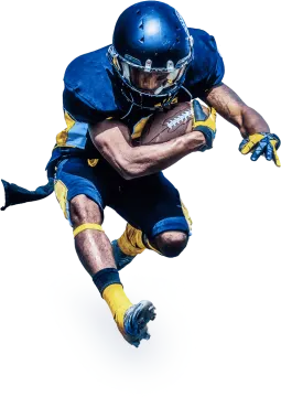 a football player is jumping in the air
