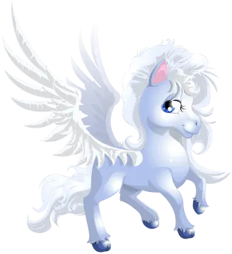 a drawing of a white unicorn with wings