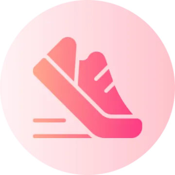 a pink shoe icon on a white background
