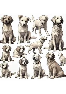 a group of dogs sitting on the ground