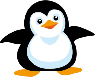 a cartoon penguin sitting on the ground