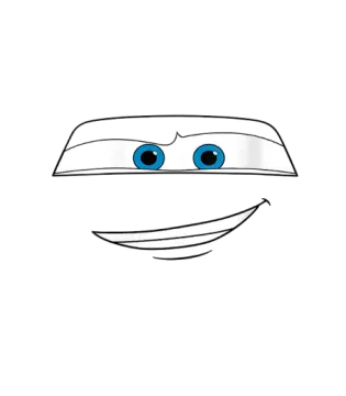 a drawing of a face with blue eyes