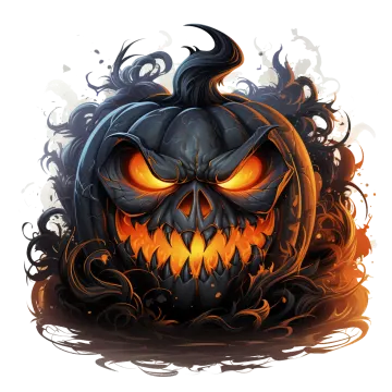 an illustration of a halloween pumpkin with flames