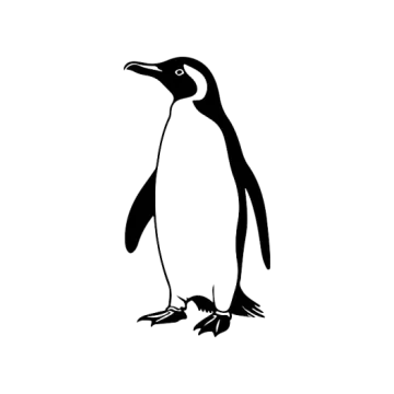 a black and white penguin silhouetted on a white background