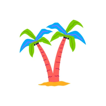 two palm trees on a white background
