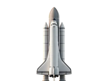 a model of a rocket on a white background